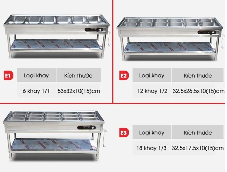 Đa dạng kích thước khay và cách sắp xếp khay