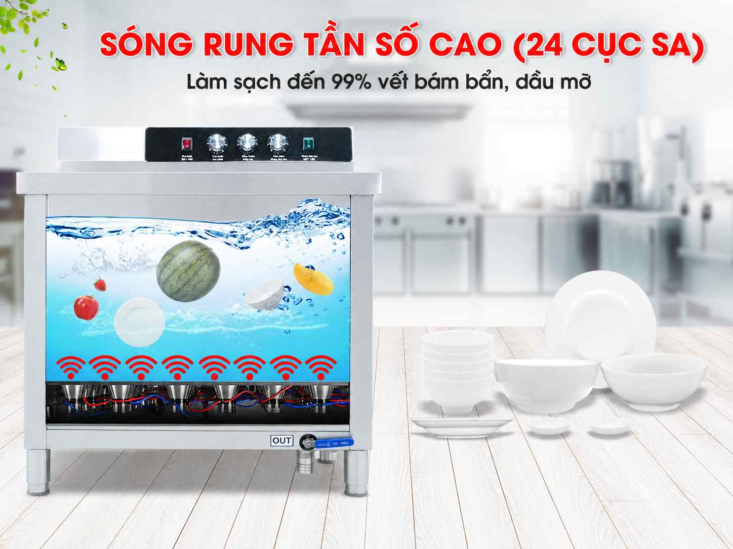 Sóng siêu âm hỗ trợ làm sạch dầu mỡ, cặn bẩn lên đến 99%