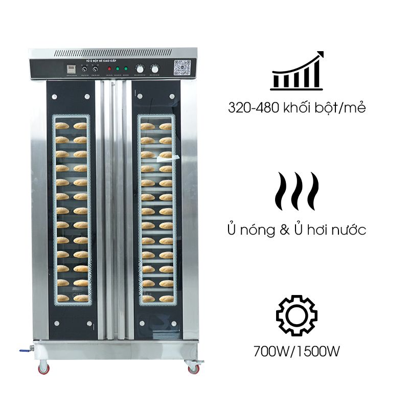 Tủ ủ bột 2 buồng 32 khay Việt Nam