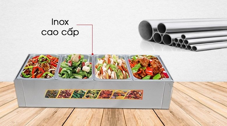 Thân bàn inox 201, chắc chắn và dễ vệ sinh sau khi dùng