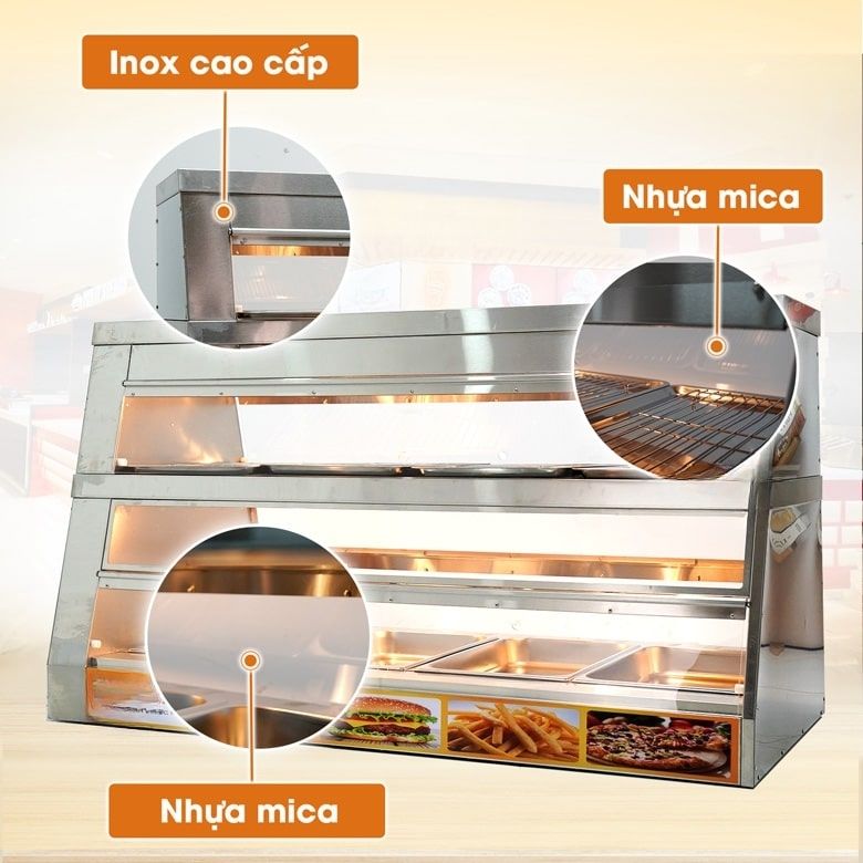 Khung tủ được làm bằng inox cao cấp, hạn chế han gỉ