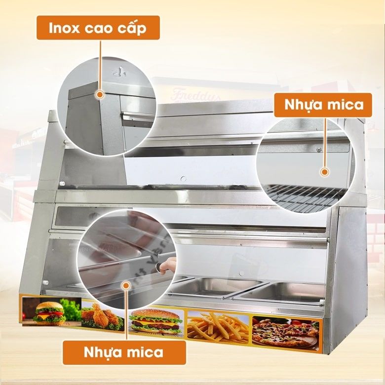 Khung tủ được làm bằng inox cao cấp, hạn chế han gỉ