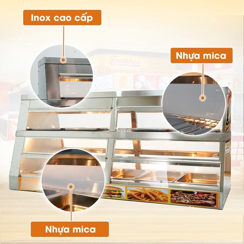 Khung tủ được làm bằng inox cao cấp, hạn chế han gỉ