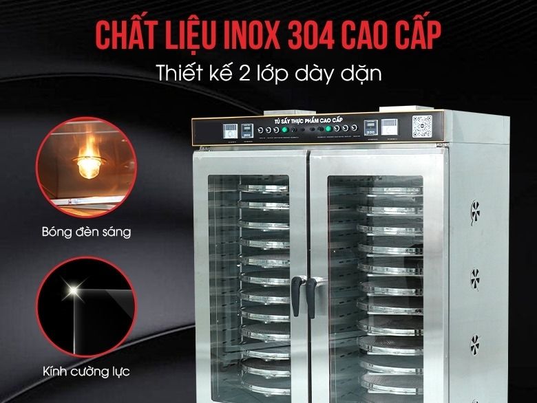 Thành tủ inox 304 hai lớp, dày dặn và cách nhiệt hiệu quả