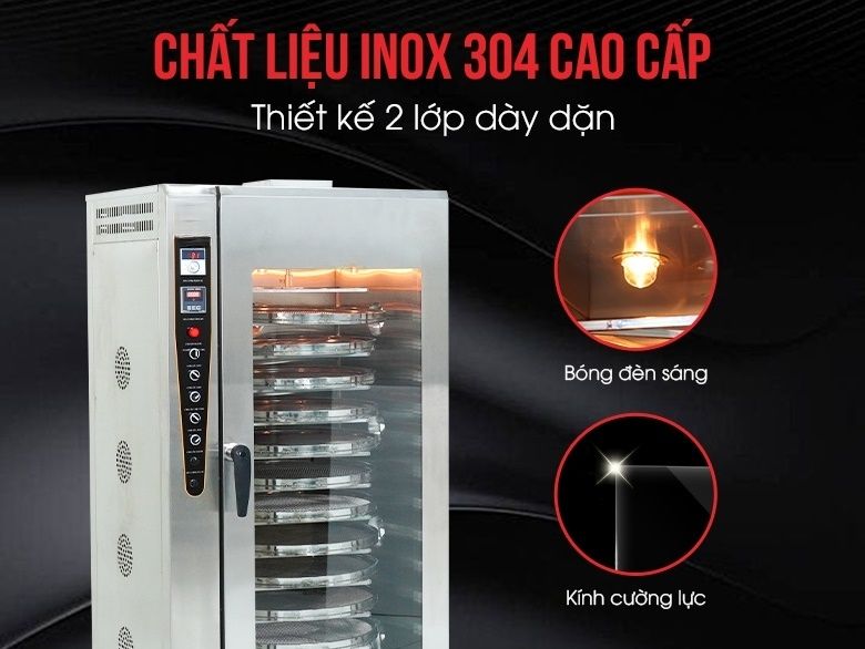 Thân tủ inox 304 hai lớp, chắc chắn và cách nhiệt hiệu quả