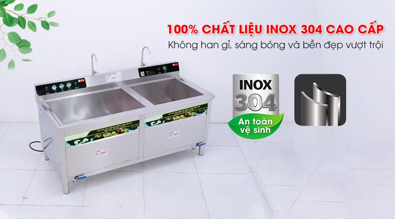Máy được làm từ chất liệu inox 304 có độ bền vượt trội