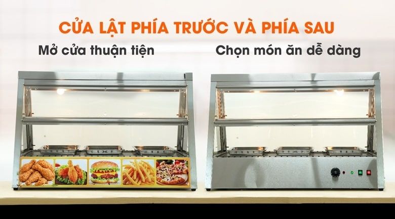 Cửa sử dụng chất liệu mica nhẹ, giúp dễ dàng lật ra lấy thực phẩm