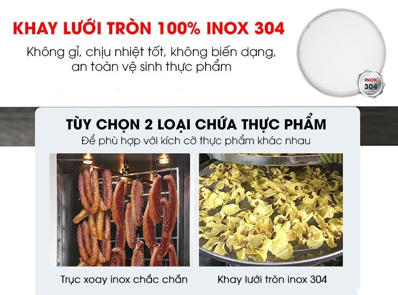 Tùy chọn 2 kiểu sấy thực phẩm