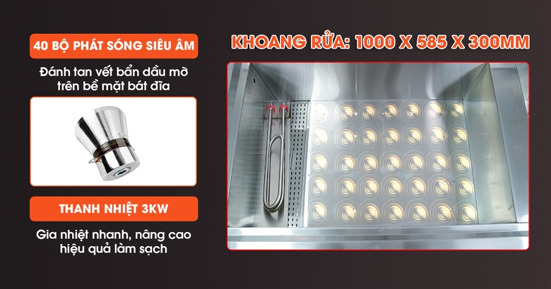 Khoang chậu rửa có hệ thống sóng âm đa điểm tích hợp thanh nhiệt