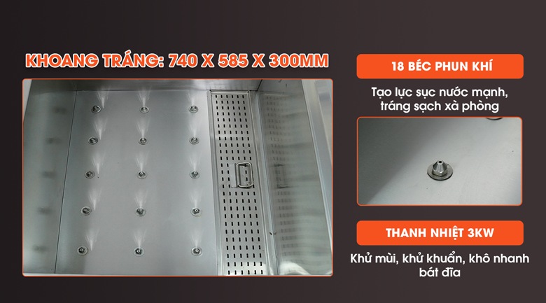 Khoang tráng tích hợp hệ thống sục khí ozone mạnh mẽ và chế độ nước nóng 