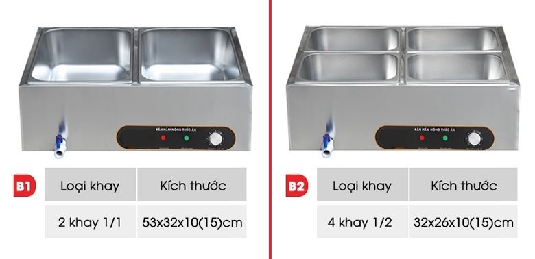Phân loại món ăn dễ dàng với nhiều kích thước khay khác nhau