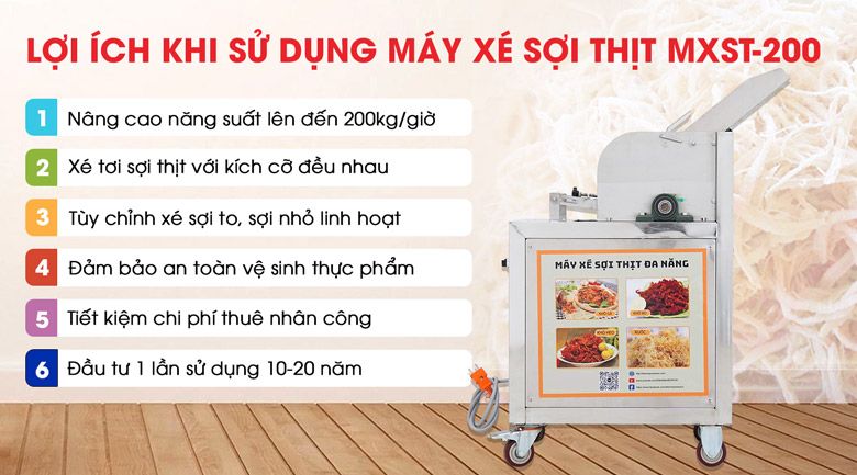 Đầu tư máy xé thịt sợi MXST-200 có nhiều lợi ích