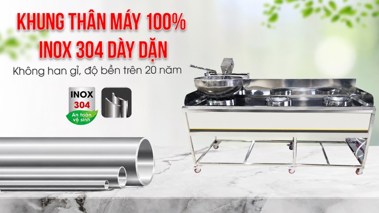 Chất liệu inox 304 cao cấp, có độ bền lên đến chục năm