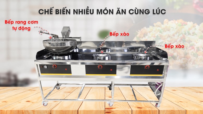 Bếp rang cơm và 2 bếp xào hoạt động độc lập, tối ưu hiệu suất sử dụng