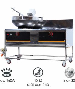 Máy rang cơm kèm 1 bếp xào cao cấp (Inox 304 & chảo thép)
