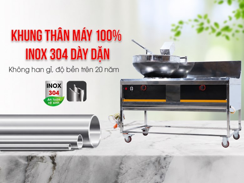 Chất liệu inox 304, chống han gỉ và có độ bền nhiều năm 