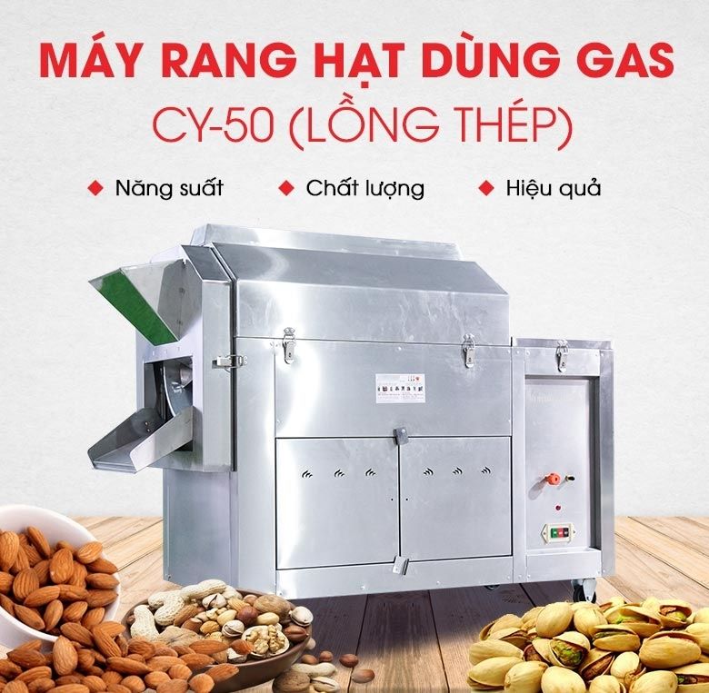 Máy rang hạt đa năng gas CY-50 (lồng thép)