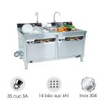 Máy rửa bát siêu âm chậu đôi 1m8 có sục khí ozone 1800