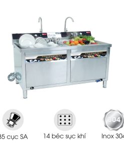 Máy rửa bát siêu âm chậu đôi 1m8 có sục khí ozone 1800