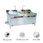 Máy rửa bát siêu âm chậu đôi 2m có sục khí ozone 2000