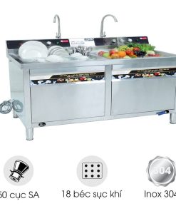Máy rửa bát siêu âm chậu đôi 2m4 có sục khí ozone 2400