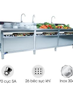 Máy rửa bát siêu âm chậu đôi 3m có sục khí ozone 3000