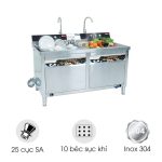 Máy rửa bát siêu âm chậu đôi 1m5 có sục khí ozone 1500