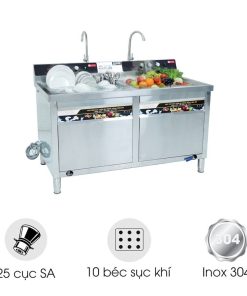 Máy rửa bát siêu âm chậu đôi 1m5 có sục khí ozone 1500