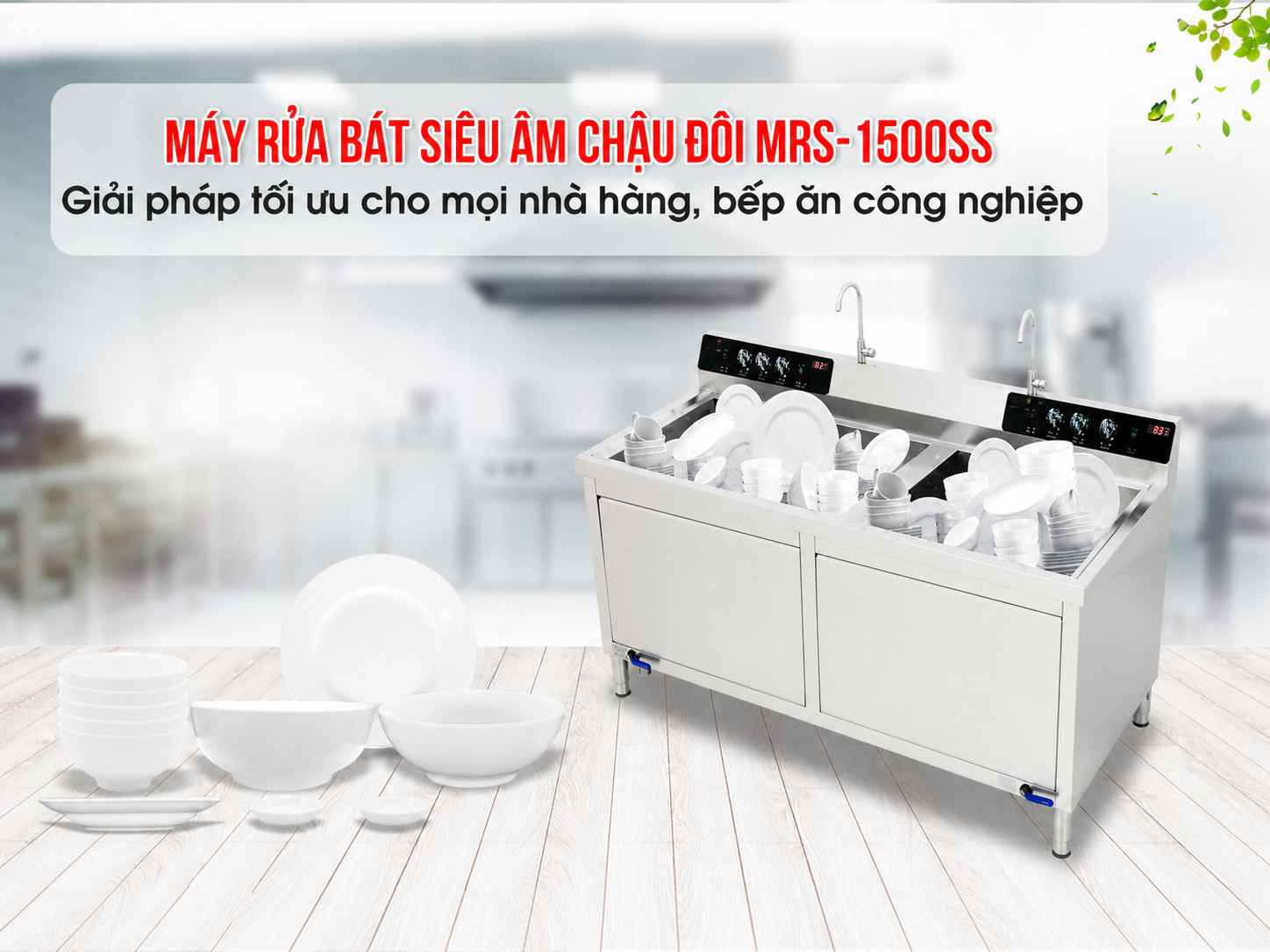Máy rửa bát siêu âm cao cấp MRS-1500SS (chậu đôi)