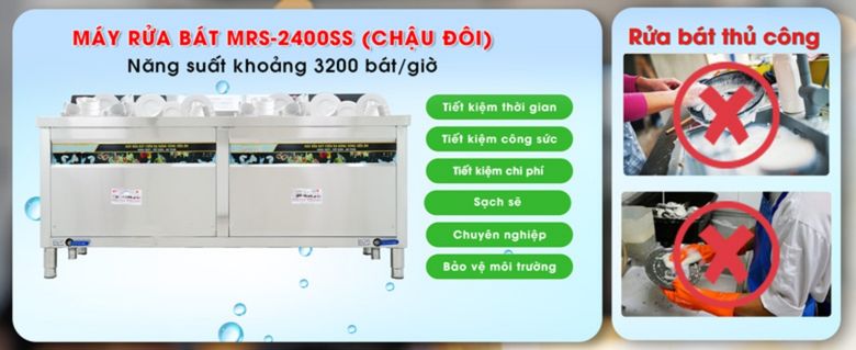 Tác dụng của máy rửa bát siêu âm cao cấp MRS-2400SS (chậu đôi)