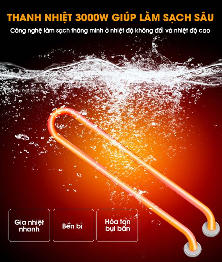 Công nghệ rửa nước nóng giúp làm sạch sâu hiệu quả  