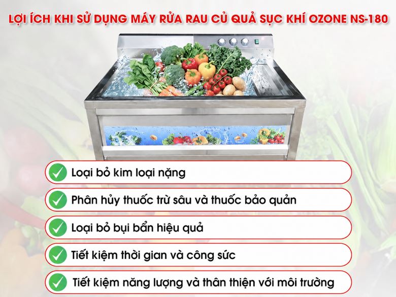 Lợi ích khi sử dụng máy rau sục khí ozone công nghiệp NS-180 