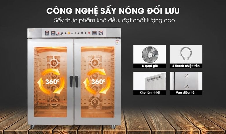 Sấy thực phẩm nhanh và đều nhờ nguyên lý sấy nóng đối lưu