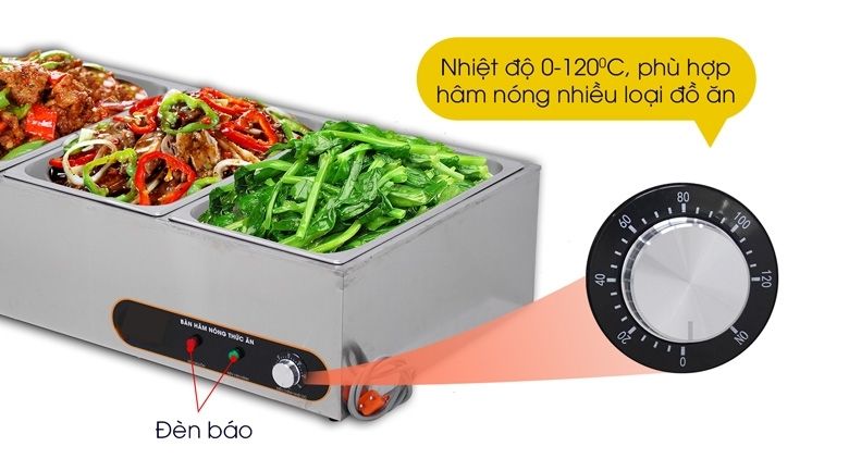 Dải nhiệt 0°C đến 120°C, phù hợp với nhiều loại món ăn