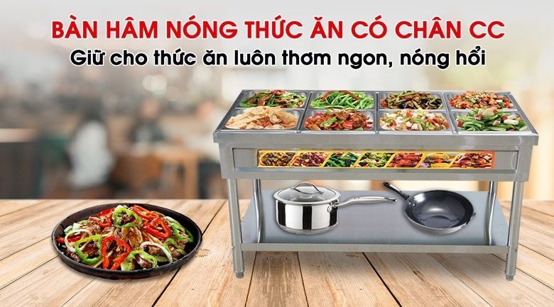 Bàn hâm nóng thức ăn có chân CC 