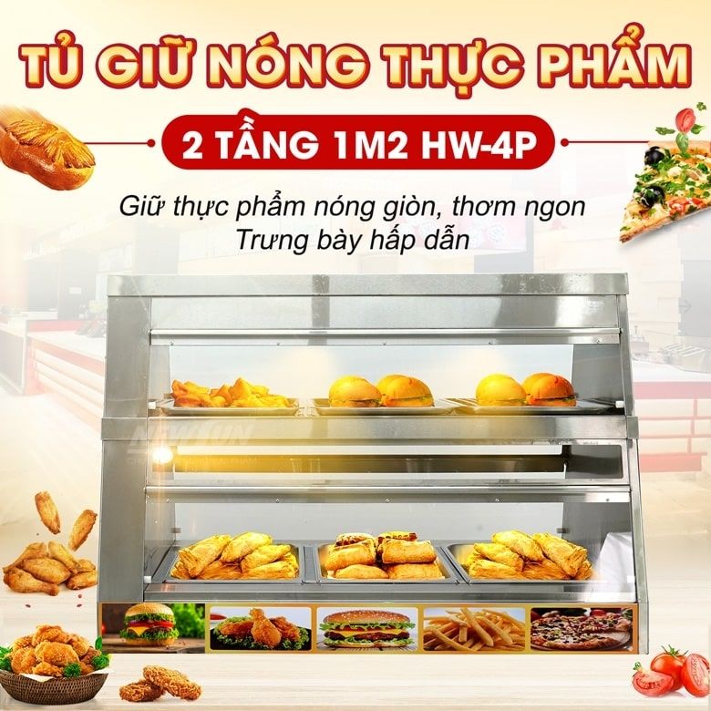 Tủ giữ nóng thực phẩm 2 tầng 1m2 HW-4P