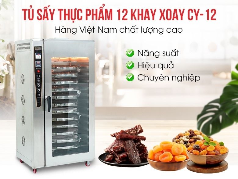 Tủ sấy thực phẩm 12 khay xoay CY-12 (hàng xưởng cao cấp)
