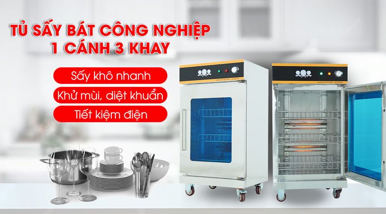 Tủ sấy bát công nghiệp 1 cánh 3 khay
