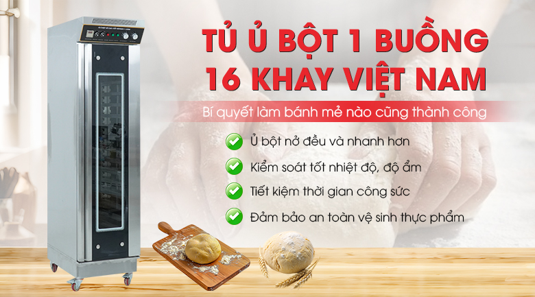 Tủ ủ bột 1 buồng 16 khay